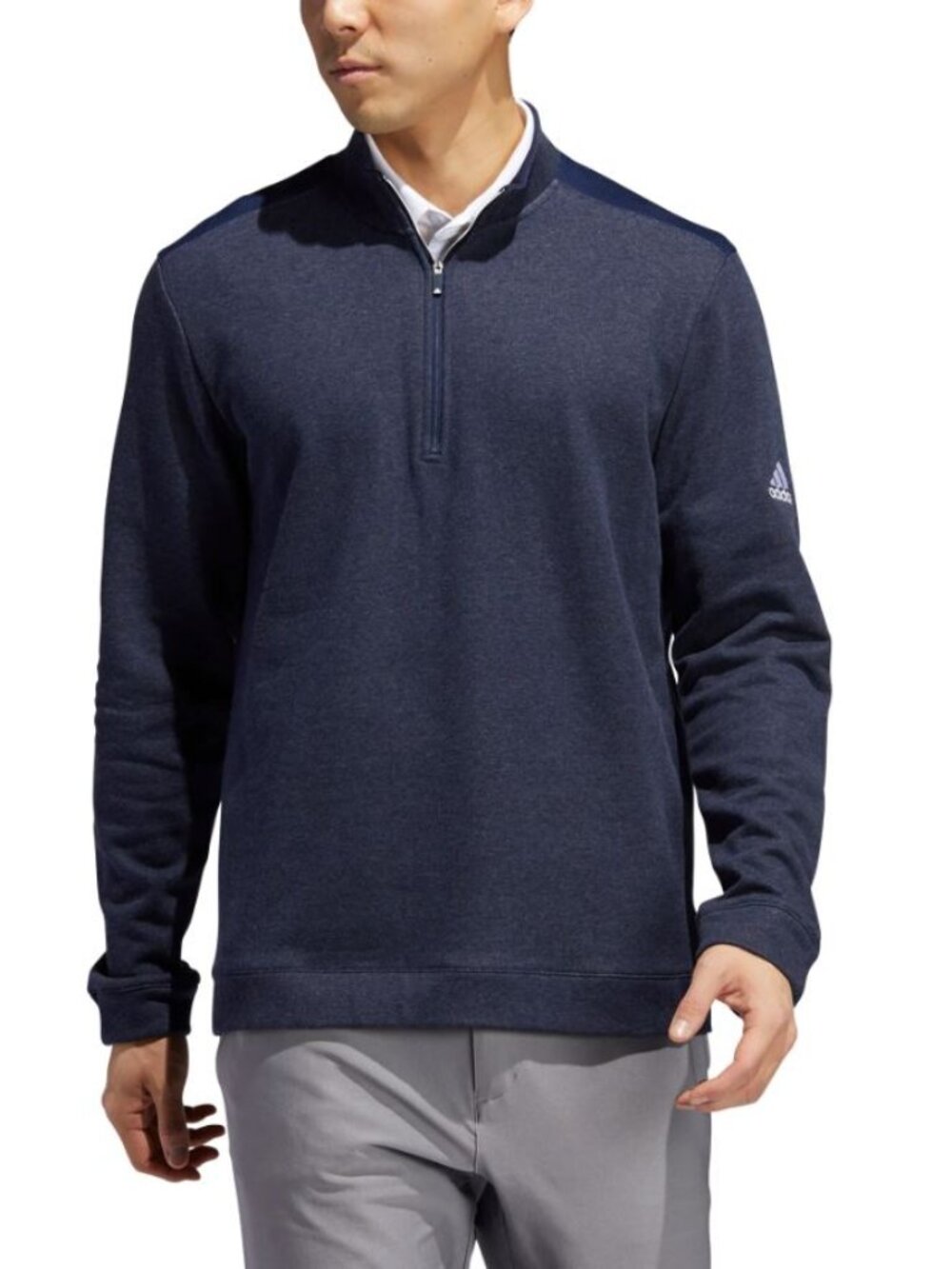 Adidas Men's Blue Heathered Golf Quarter Zip